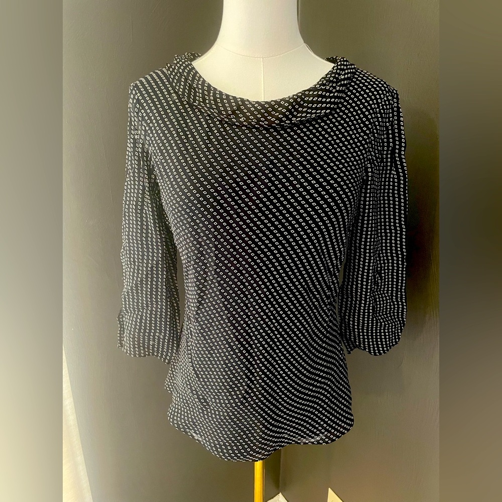 Talbots Cowl Neck Blouse – Size 4, Classic Print